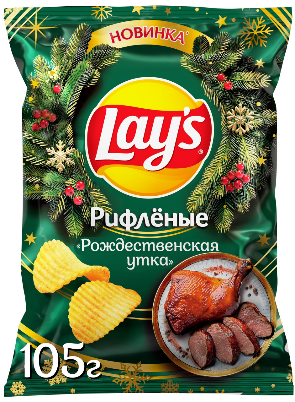 Чипсы Lay's рифленые рождественская утка, 105г