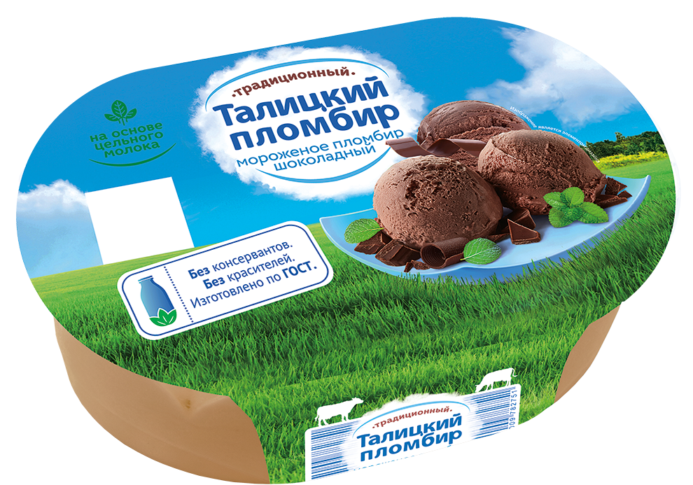Мороженое пломбир Талицкий пломбир шоколадное, 450г
