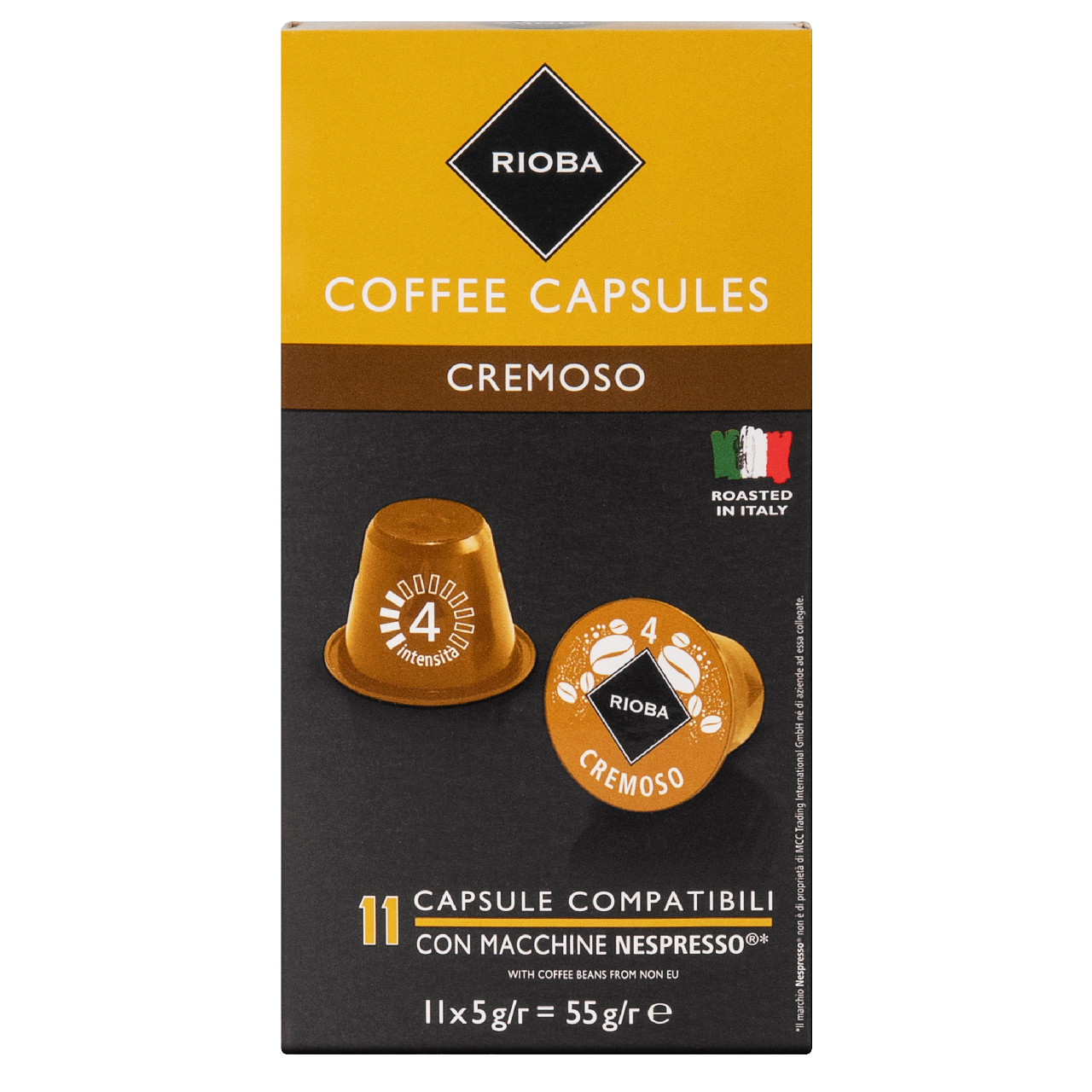 RIOBA Кофе в капсулах Cremoso для кофемашин Nespresso 11шт, 55г купить с  доставкой на дом, цены в интернет-магазине