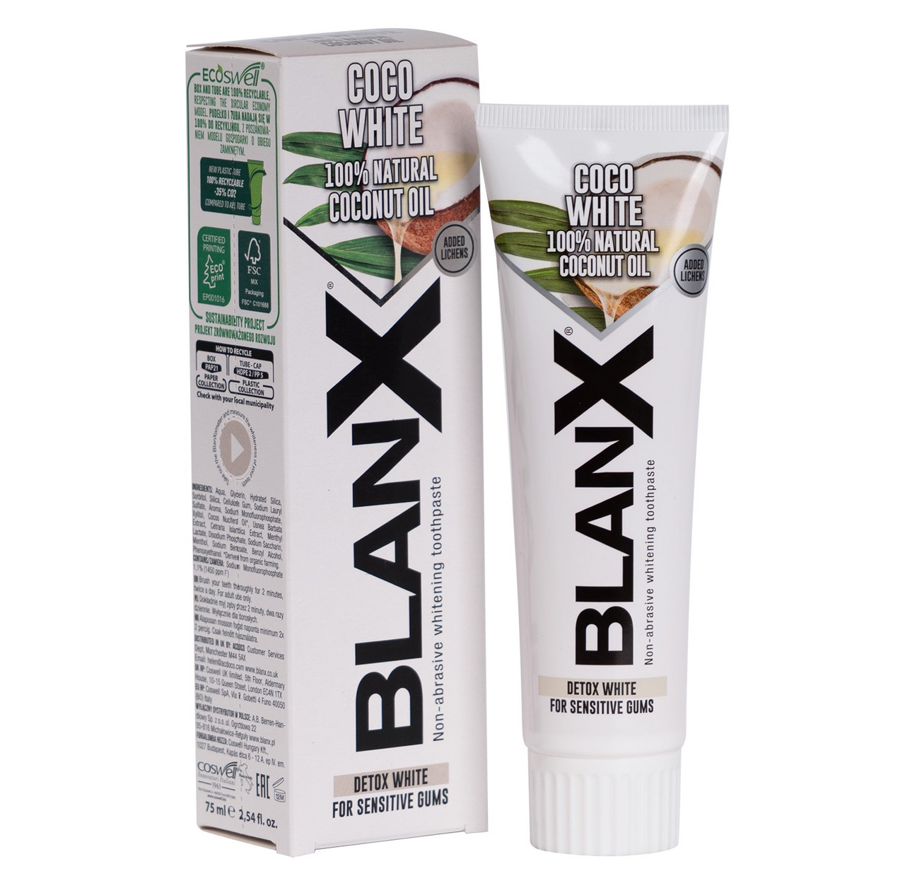 Изображение товара Зубная паста Blanx Coco White 75мл для отбеливания и стоматологического ухода