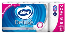 Туалетная бумага Zewa Deluxe белая 3-слойная, 8 рулонов