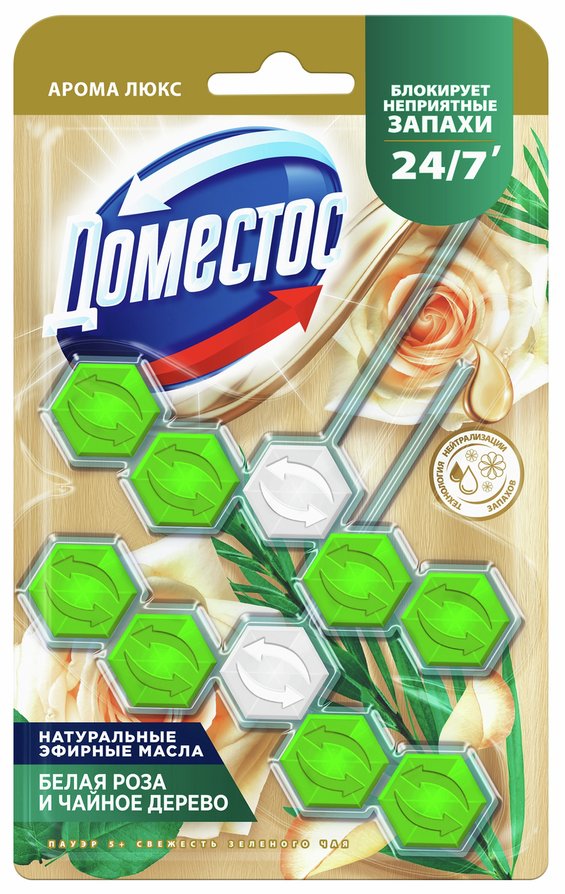 Изображение товара 2ШТХ50Г Блок для унитаза ДОМЕСТОС белая роза/чайное дерево