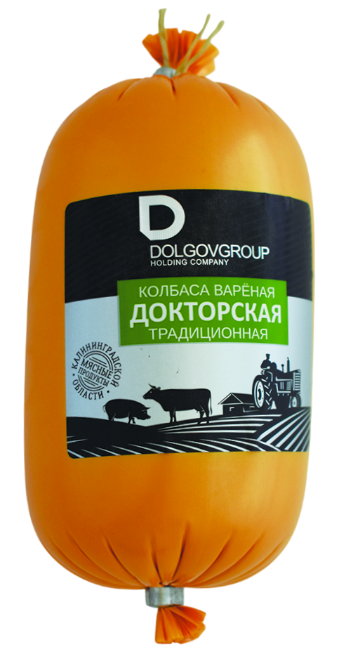 Колбаса Dolgovgroup Докторская из мяса птицы традиционная вареная, 400г