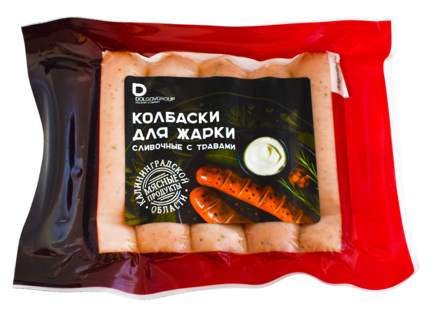 Колбаски для жарки Dolgovgroup сливочные с травами вареные охлажденные, 350г