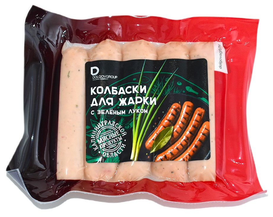 Колбаски для жарки Dolgovgroup с зеленым луком вареные охлажденные, 350г