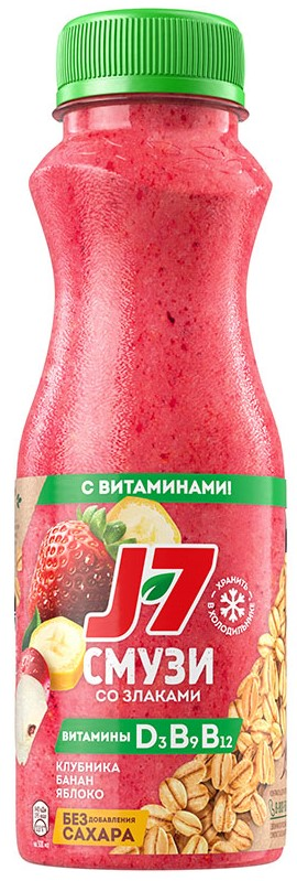 Смузи J7 с яблоком, клубникой и бананом, 300мл