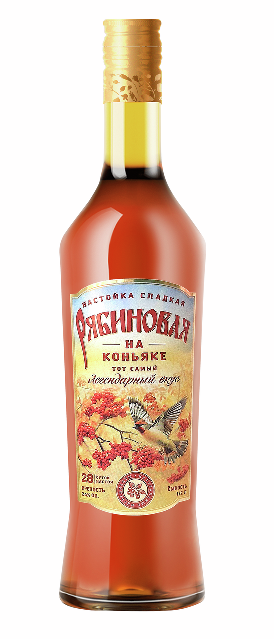 Настойка сладкая рябиновая на коньяке, 0.5л