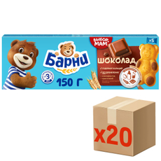 Пирожное бисквитное Медвежонок Барни с шоколадной начинкой (30г х 5шт), 150г х 20 шт