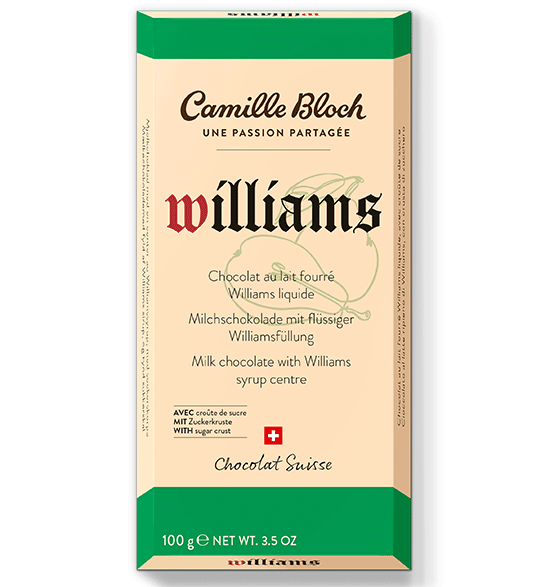 Шоколад Camille Bloch Williams молочный с грушевой водкой, 100г