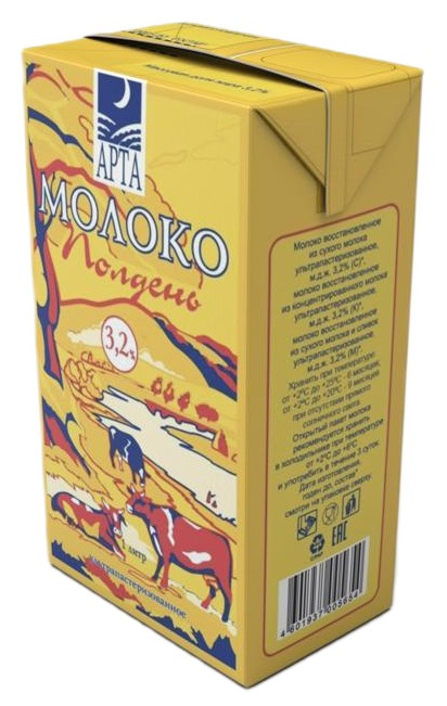 Молоко Арта Полдень ультрапастеризованное 3.2%, 1л