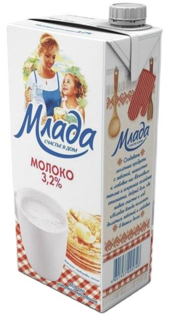 Молоко Млада ультрапастеризованное 3.2%, 1л