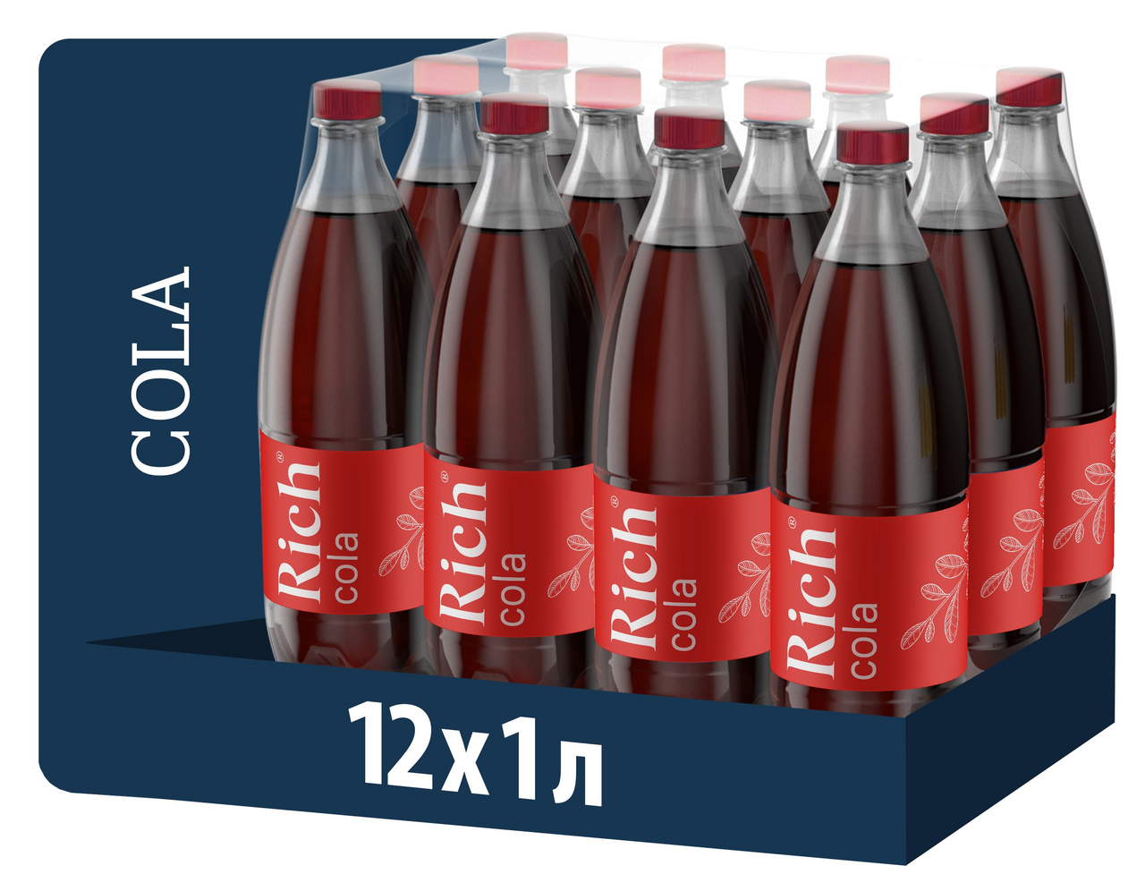 Напиток Rich Кола газированный, 1л x 12 шт