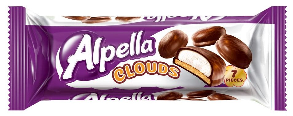 Печенье Alpella Clouds в шоколадной глазури с маршмеллоу, 175г