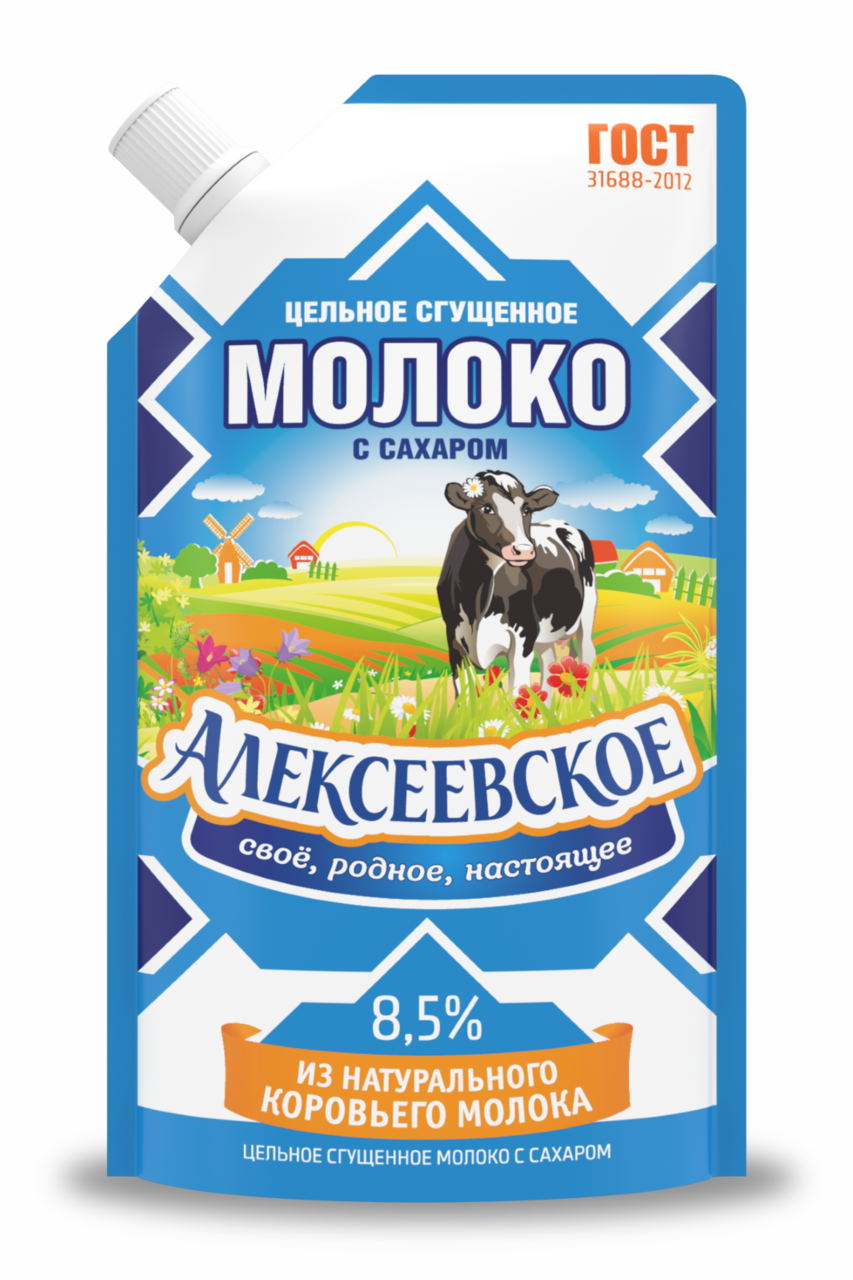 Молоко сгущенное Алексеевское Молоко цельное с сахаром 8.5%, 270г .