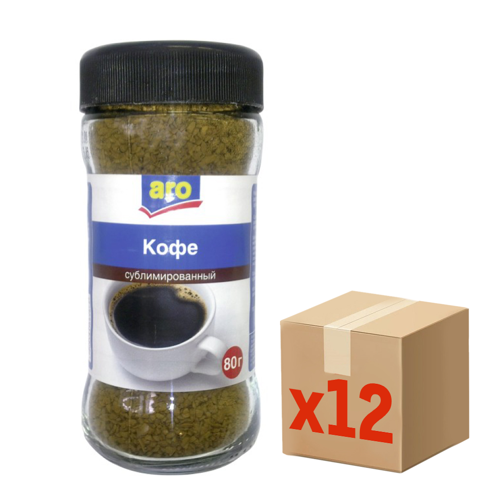 aro Кофе растворимый сублимированный, 80г х 12 шт