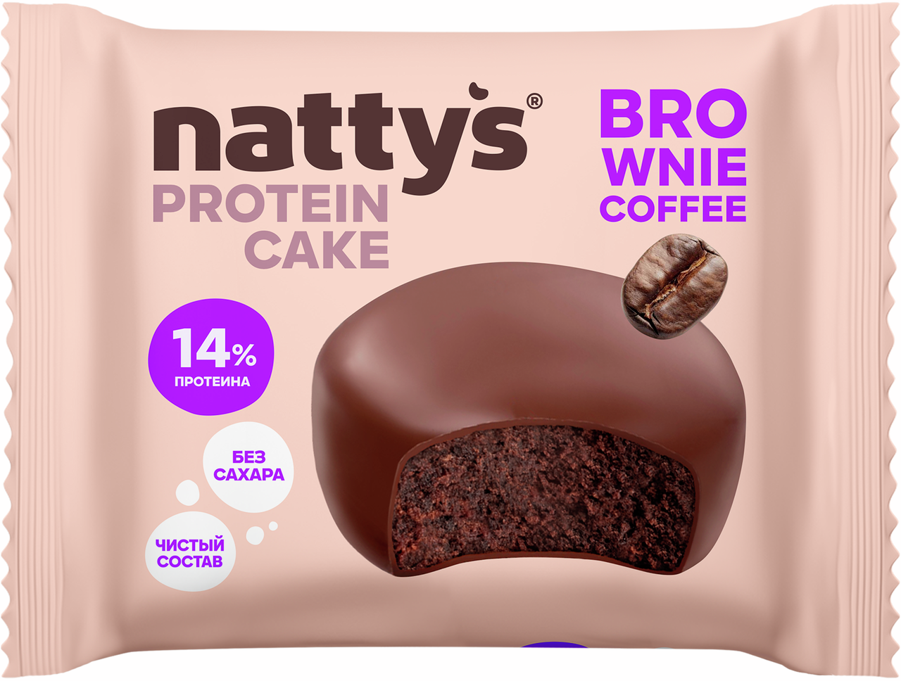 Изображение товара Пирожное протеиновое Nattys Pro Brownie Coffee, 50г