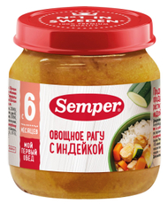 Пюре детское Semper Рагу овощное с индейкой, 100г