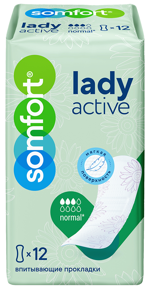 Прокладки Somfort Lady Active Normal впитывающие, 12шт