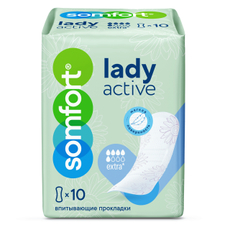 Прокладки Somfort Lady Active Extra впитывающие, 10шт