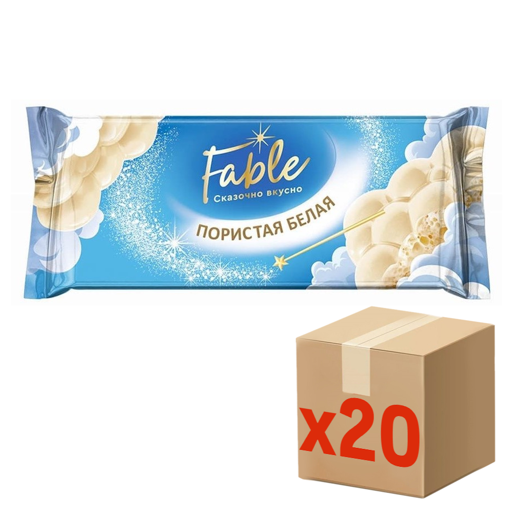 Плитка кондитерская Fable белая пористая, 90г x 20 шт