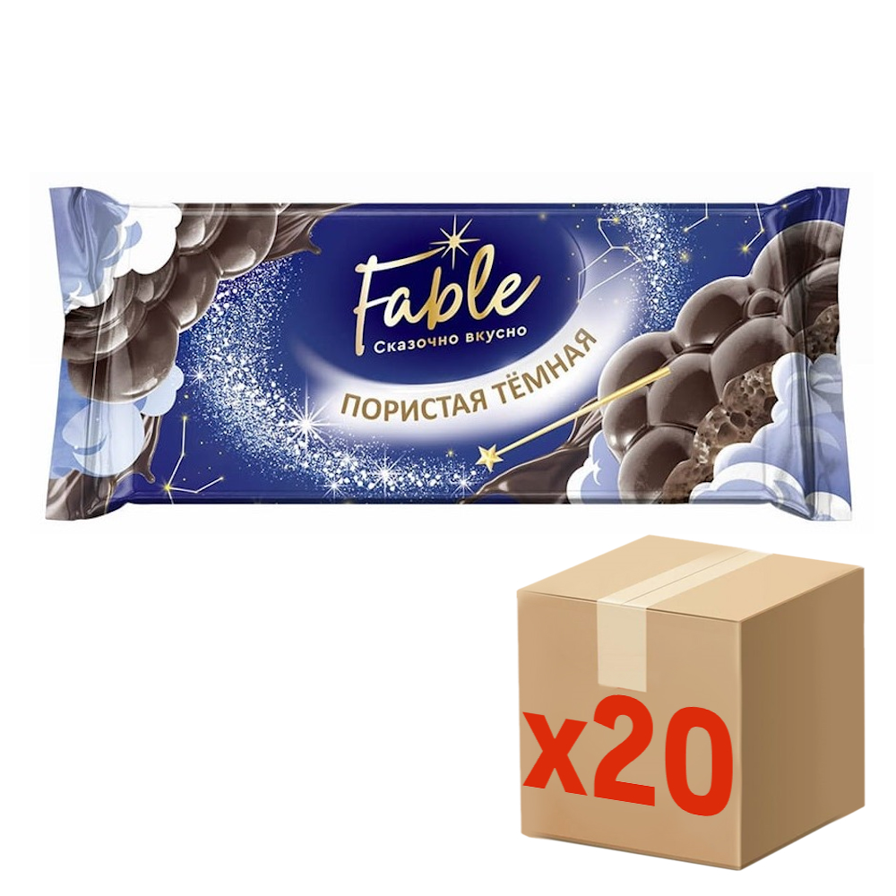 Плитка кондитерская Fable темная пористая, 90г x 20 шт