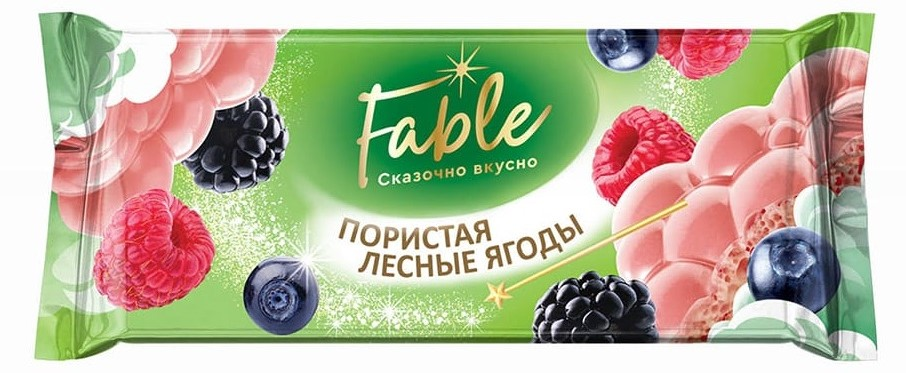 Плитка кондитерская Fable белая пористая с лесными ягодами, 90г