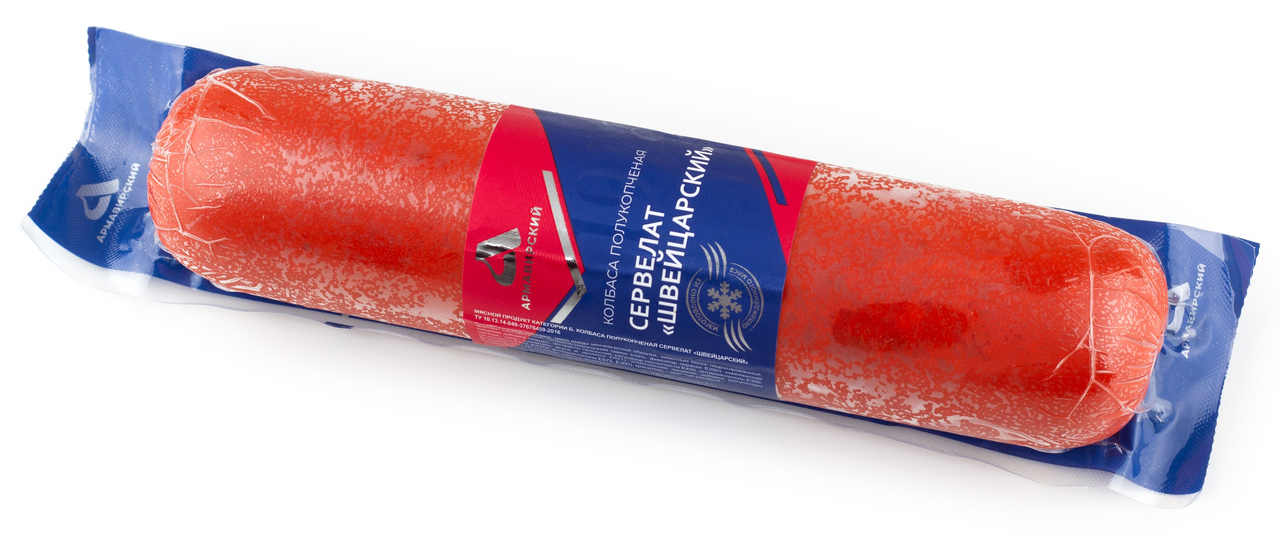 Колбаса Армавирский МК Сервелат швейцарский полукопченая, ~500г
