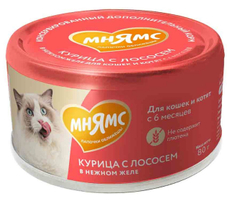 Корм влажный Мнямс для кошек курица с лососем в желе, 80г