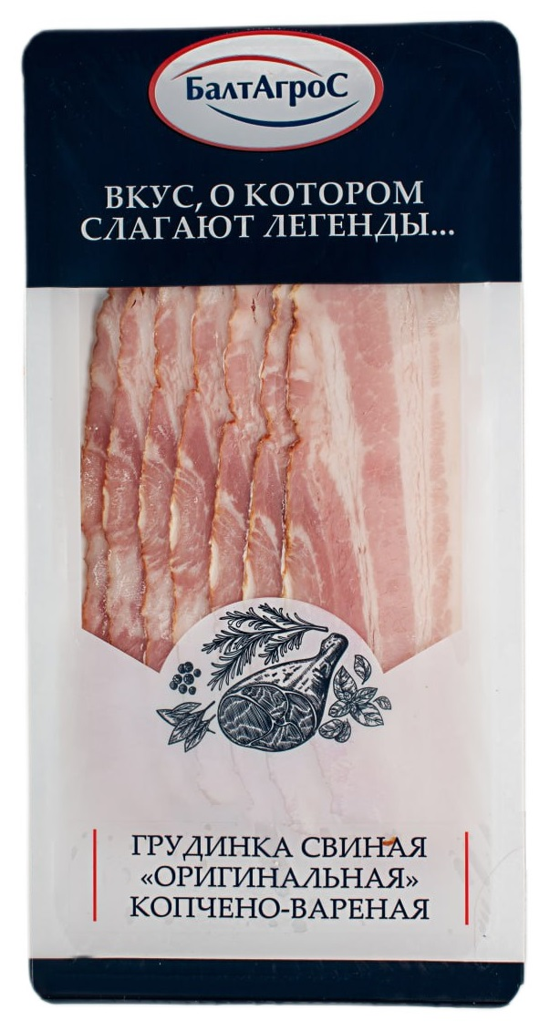 Грудинка свиная Балтагрос Оригинальная копчено-вареная, 90г