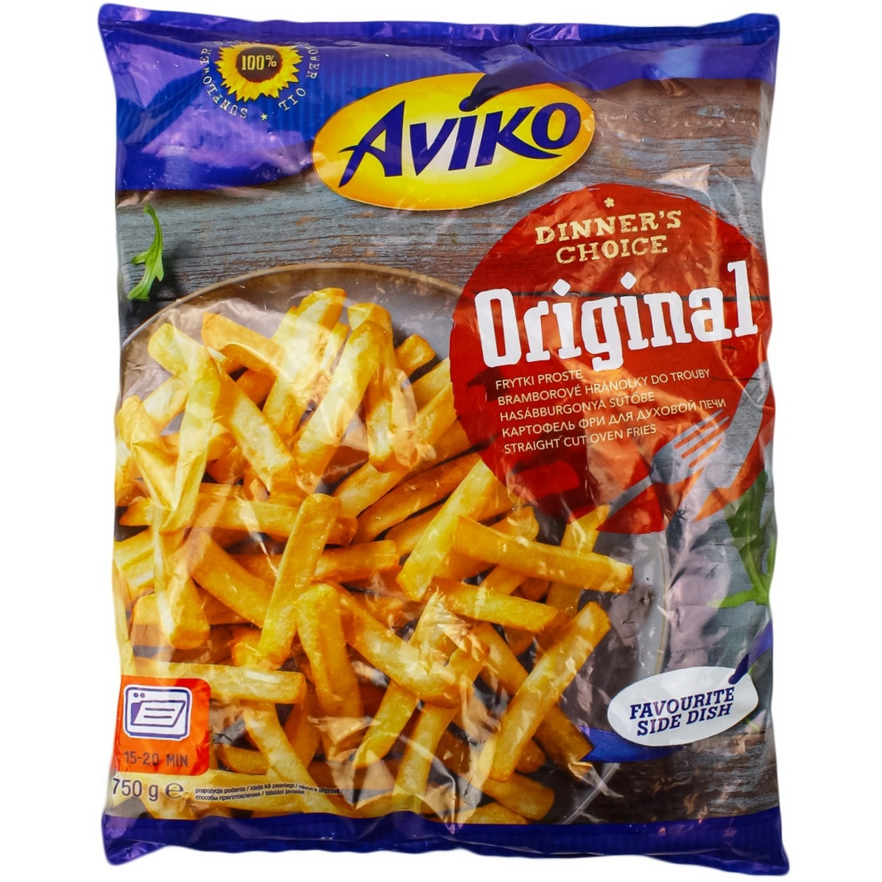 Картофель фри AVIKO Original для духовой печи обжаренный замороженный, 750г