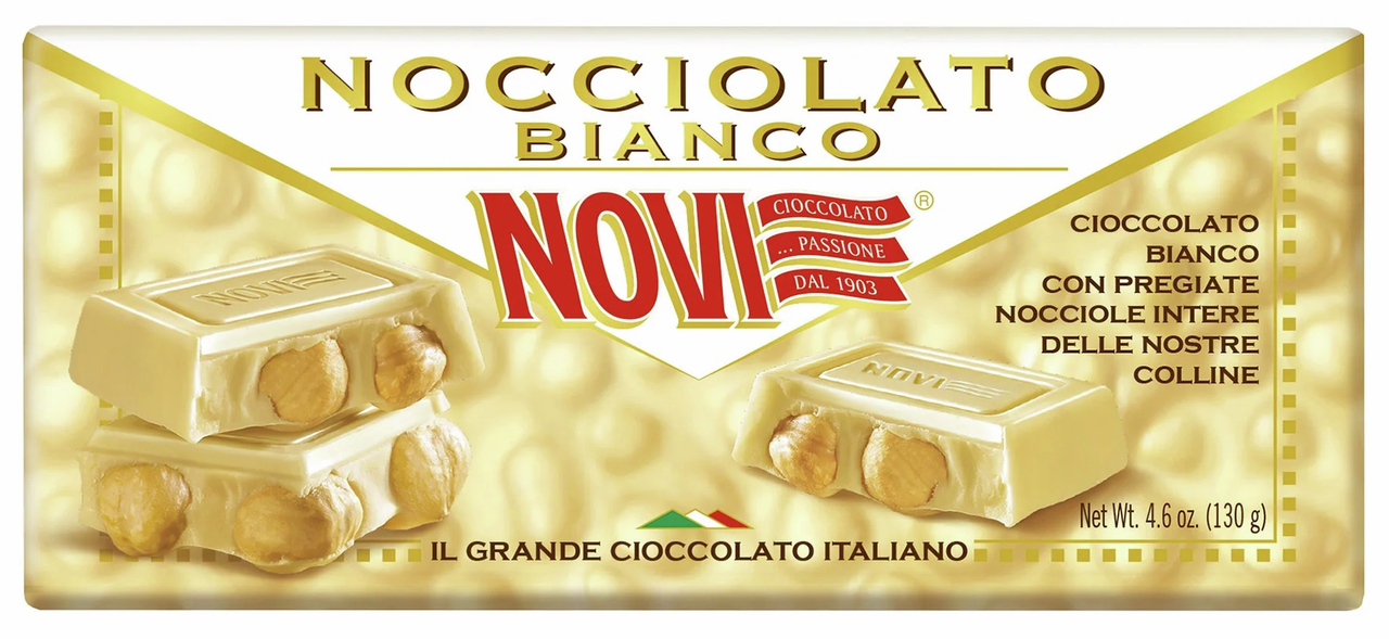 Шоколад Novi белый с цельным лесным орехом, 130г