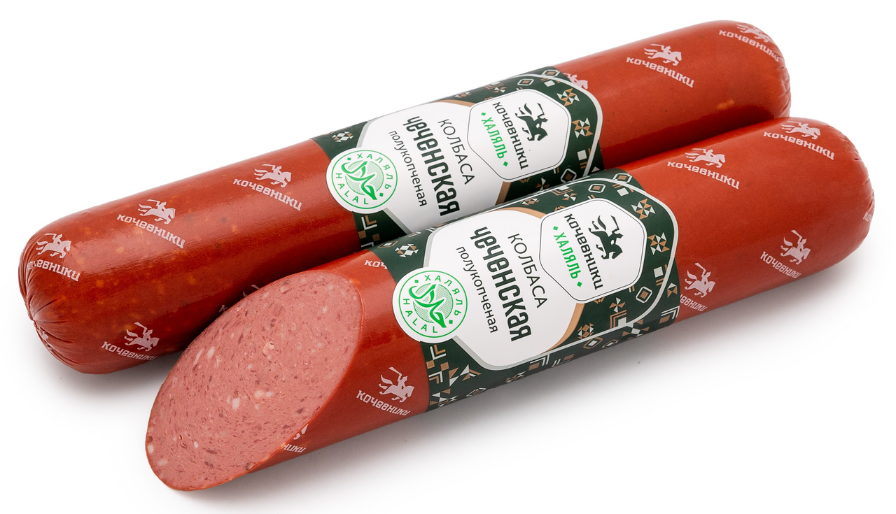 Колбаса Кочевники Халяль Чеченская полукопченая, 600г