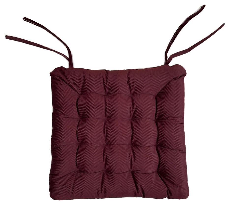 Сидушка 23rd Avenue Herringbone с завязками и тафингом ягодная, 38 x 38см