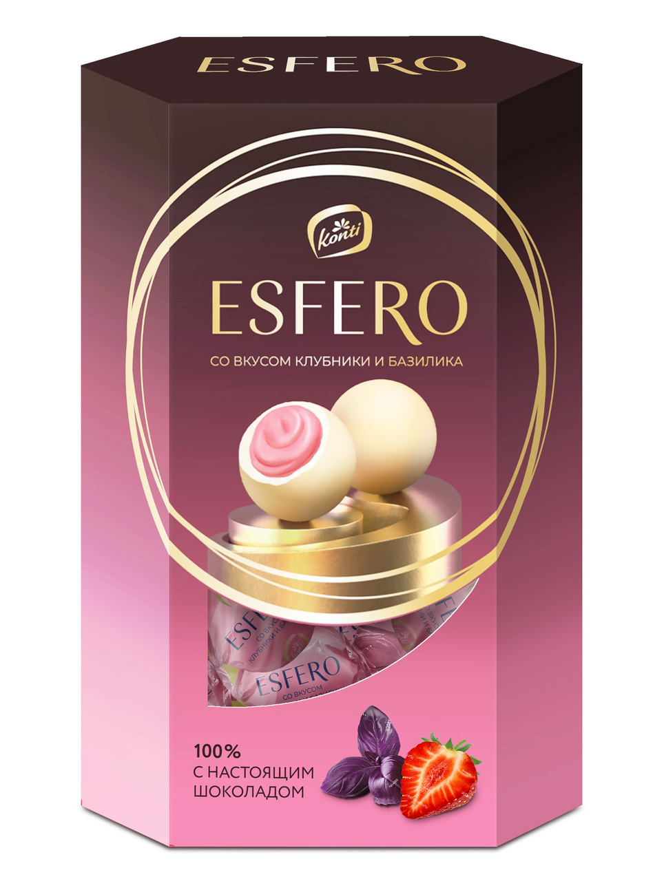 Конфеты Esfero из белого шоколада клубника и базилик, 186г