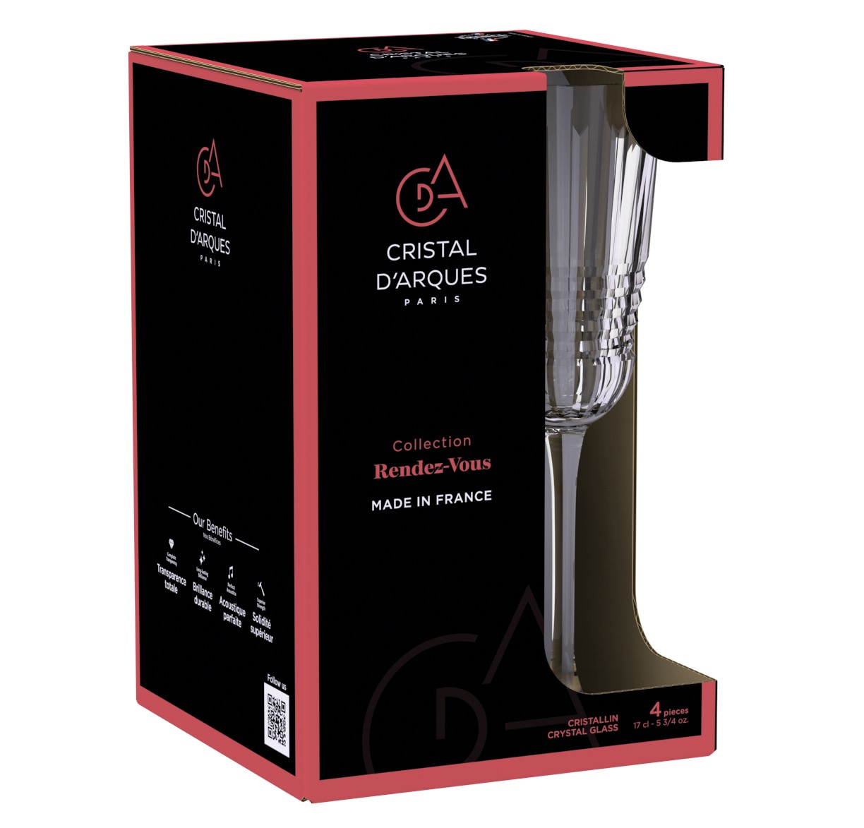 Набор бокалов для шампанского Cristal d'Arques Rendez-Vous 4шт, 170мл