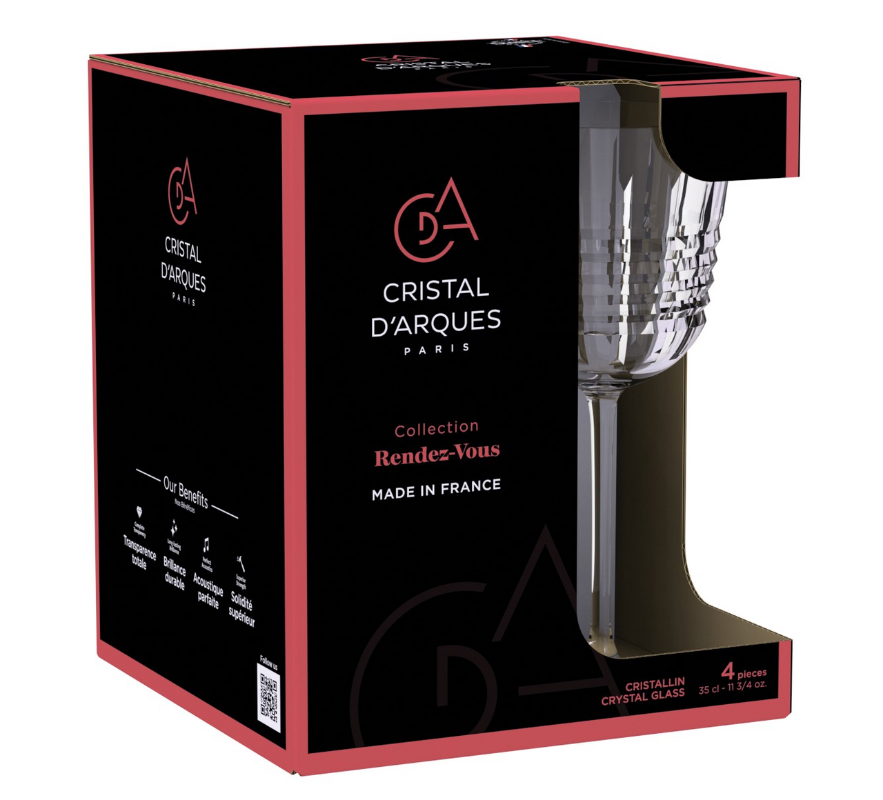 Набор бокалов для вина Cristal d'Arques Rendez-Vous 4шт, 350мл