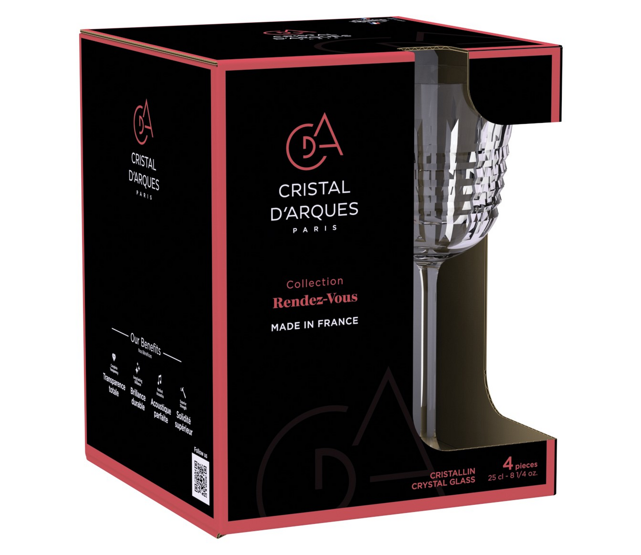 Набор бокалов для вина Cristal d'Arques Rendez-Vous 4шт, 250мл