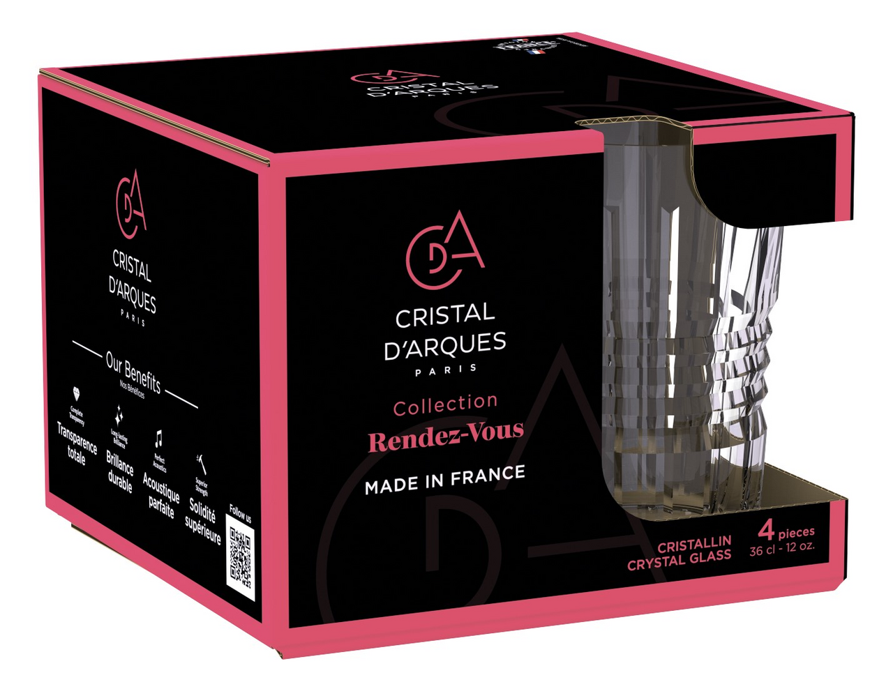 Набор высоких стаканов Cristal d'Arques 4шт, 360мл