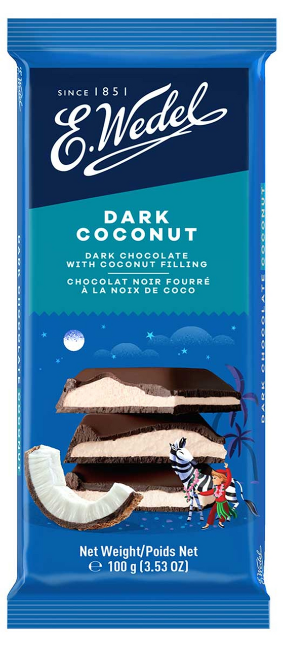 Шоколад E.Wedel темный с кокосовой начинкой, 100г