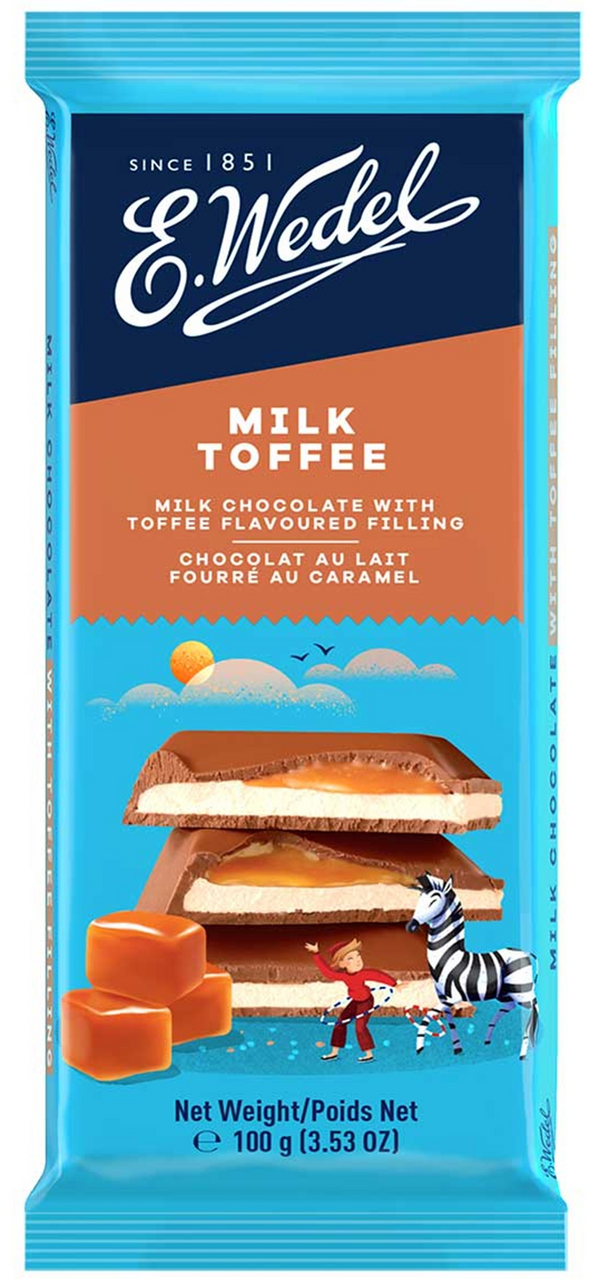 Шоколад E.Wedel молочный с начинкой тоффи, 100г