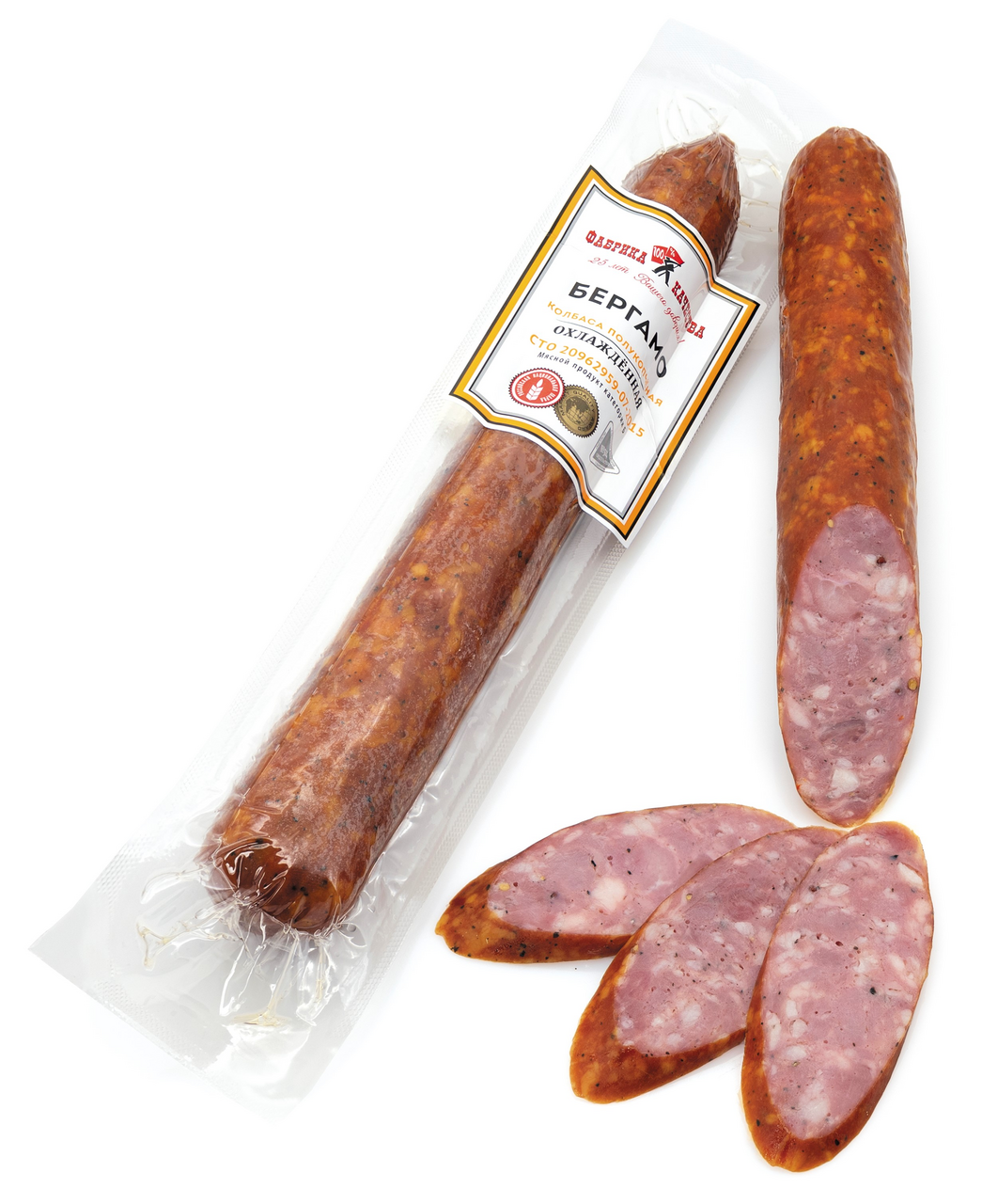 Колбаса Фабрика качества Бергамо полукопченая, ~1кг