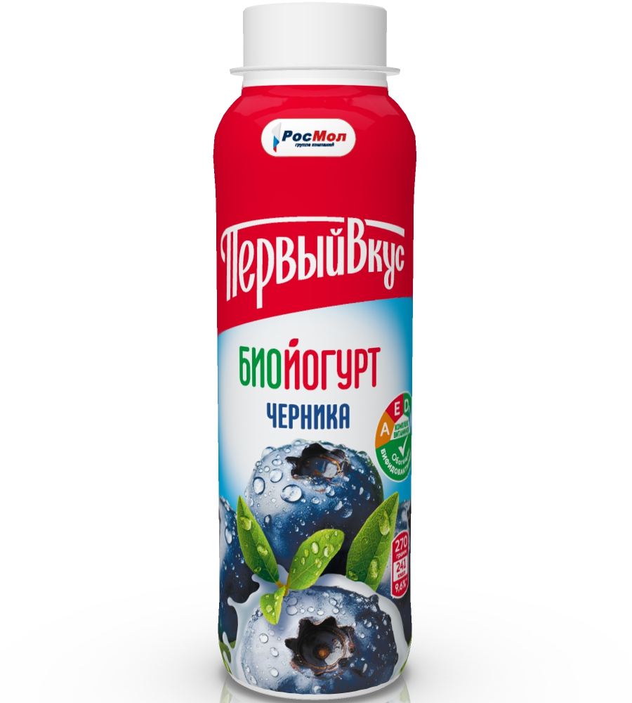 Биойогурт питьевой Первый вкус черника 2.5%, 270г