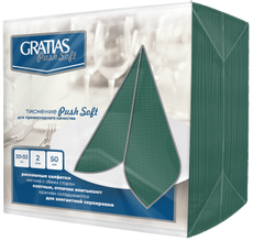Салфетки бумажные Gratias Push Soft двуслойные зеленые 33 x 33см, 50шт