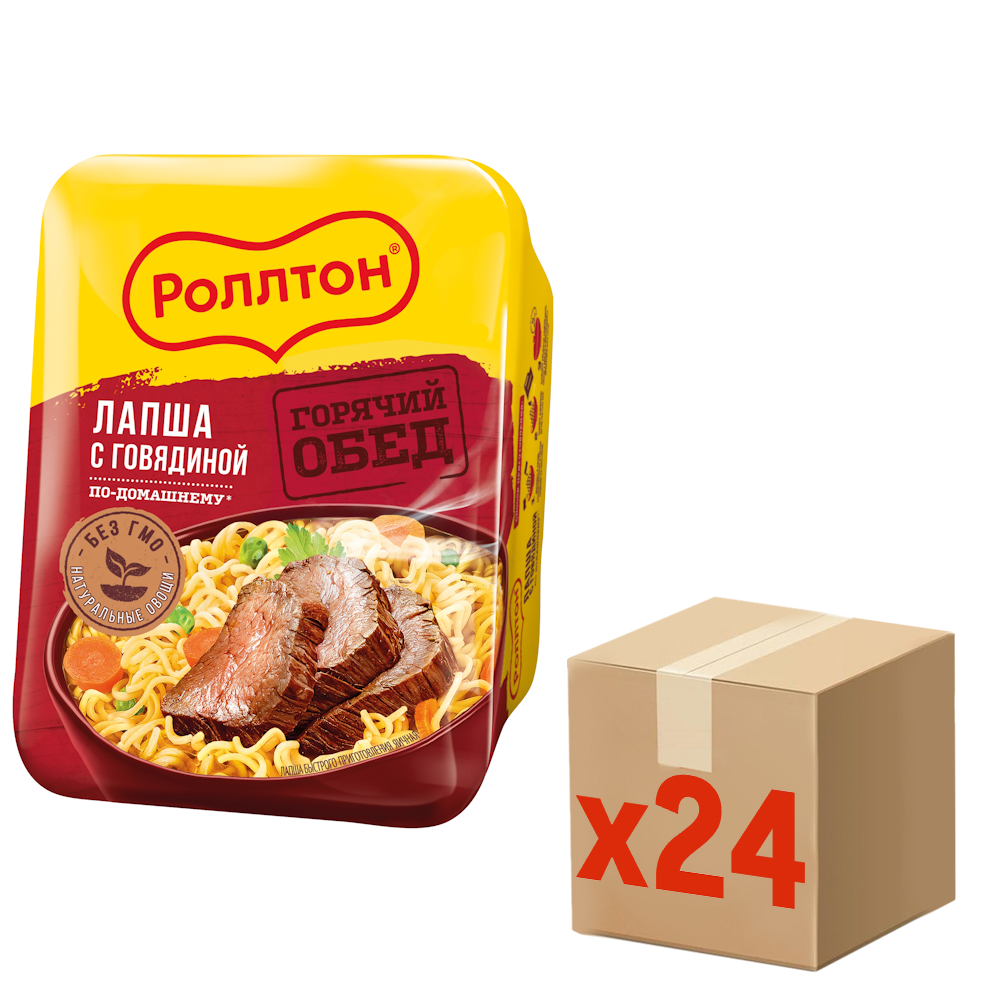 Лапша быстрого приготовления Роллтон с говядиной по-домашнему, 90г x 24 шт