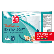 Fine Life Туалетная бумага Extra Soft Морская свежесть 3 слоя 12 рулонов