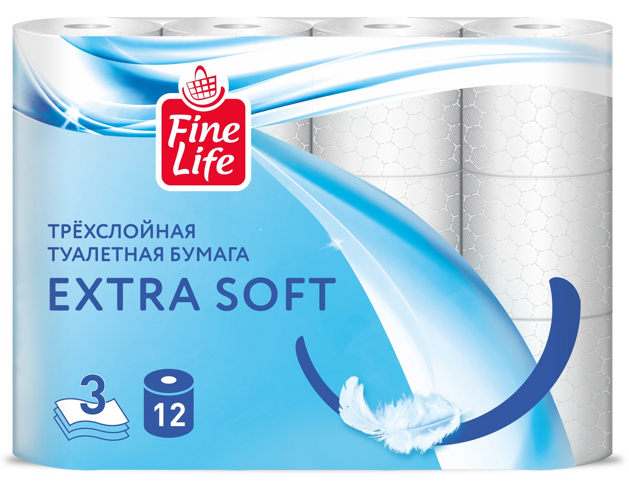 Fine Life Туалетная бумага Extra Soft белая трехслойная 12 рулонов
