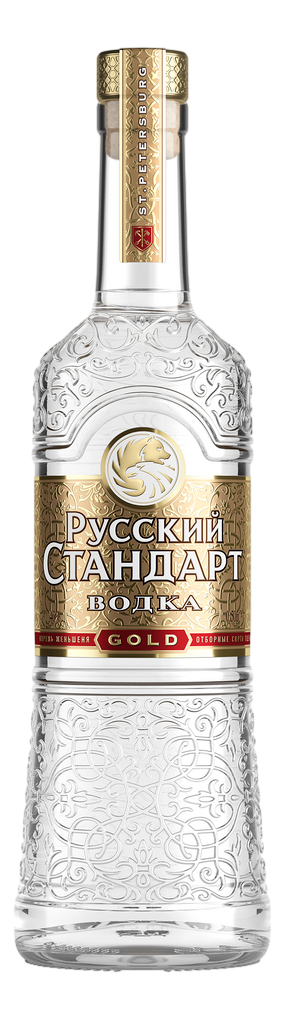 Изображение товара Водка Русский Стандарт Gold, 0.5 л — премиальный напиток с женьшенем