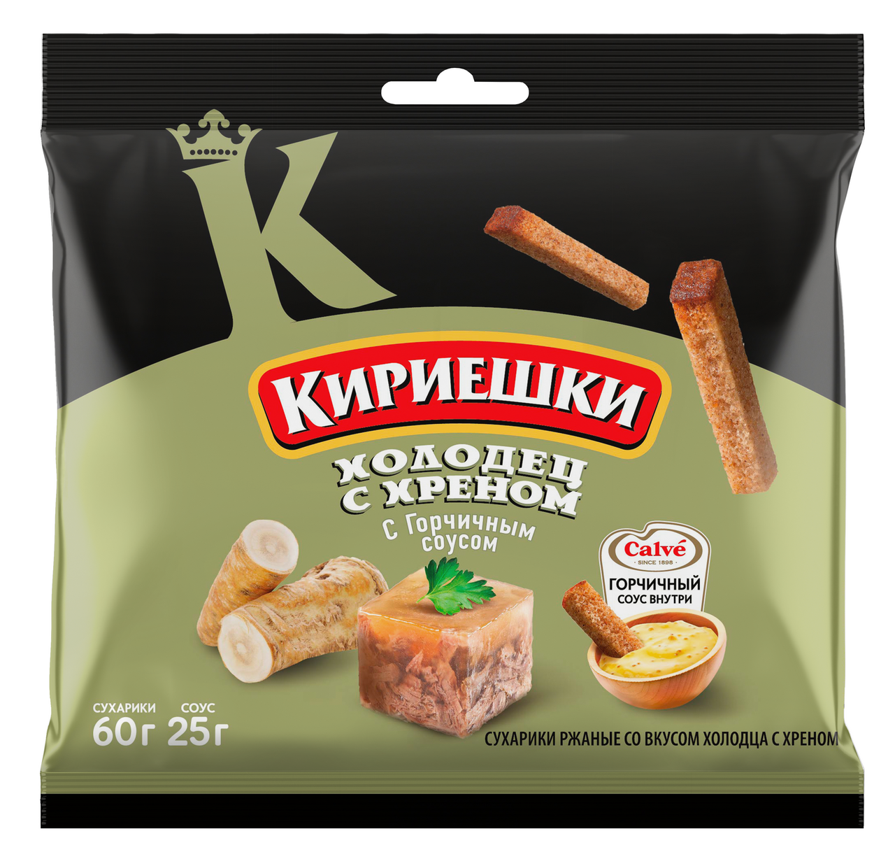 Сухарики Кириешки холодец с хреном с соусом, 60г
