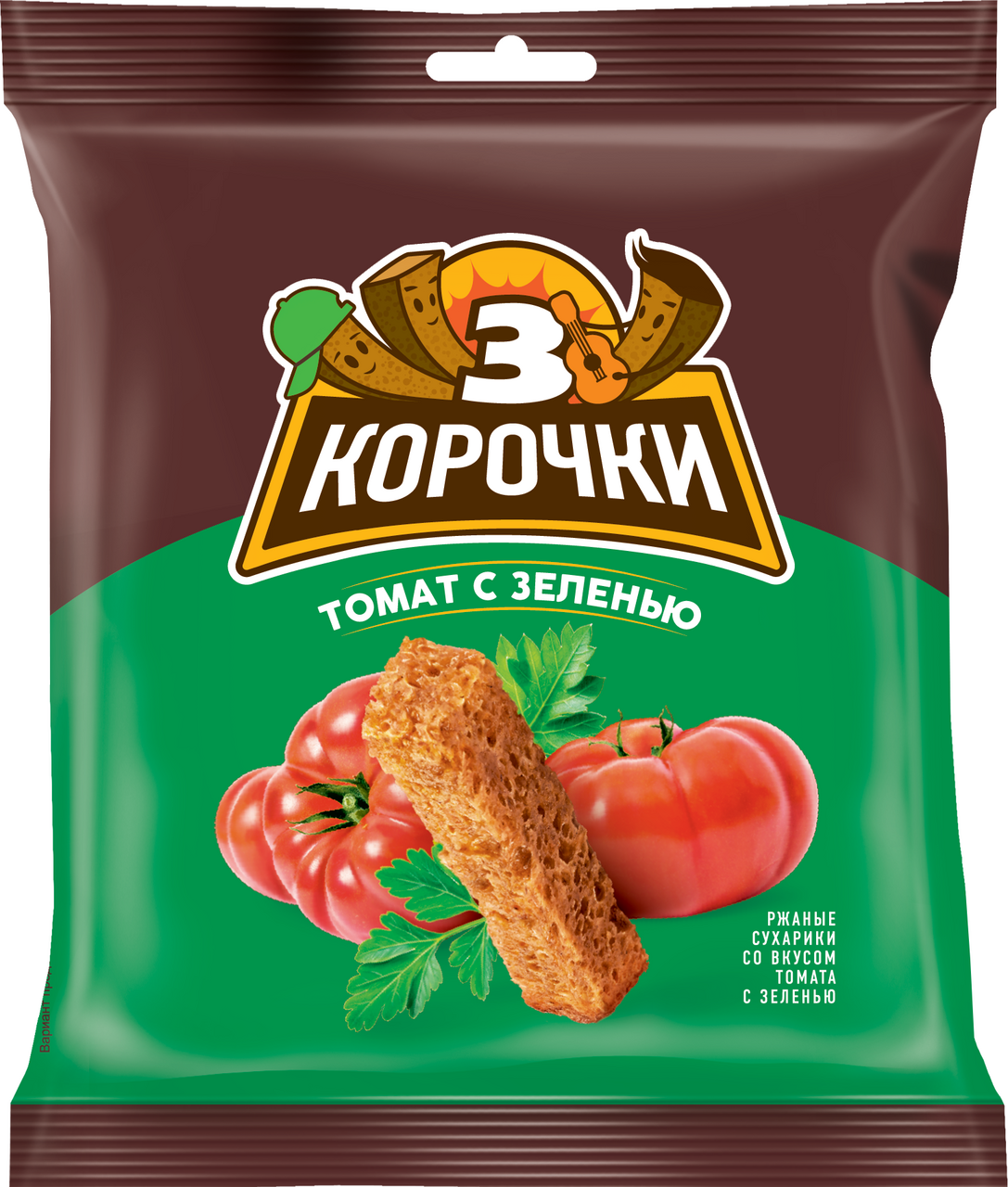 Сухарики 3 корочки томат и зелень, 40г