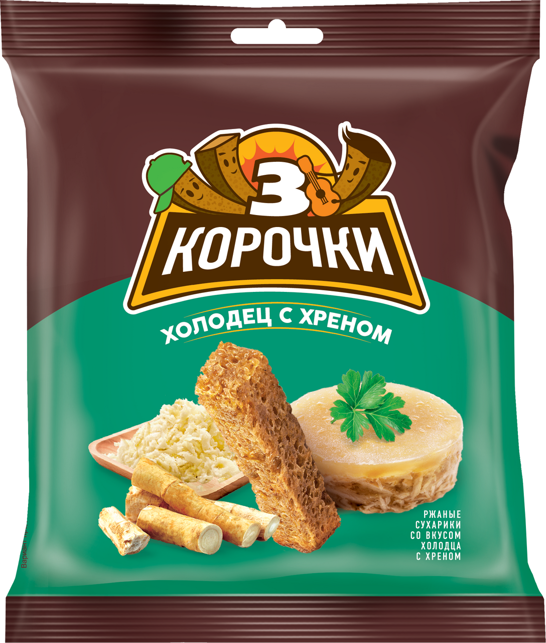 Сухарики 3 корочки холодец с хреном, 40г
